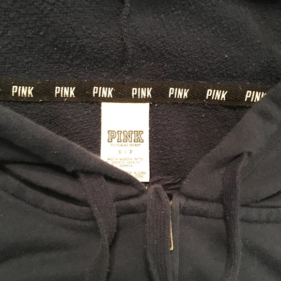 PINK sweatshirt zip up Hoodie navy blue - Picture 5 of 6